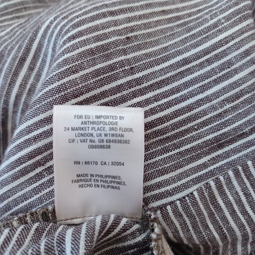 Ett Twa Anthropologie Striped Wide Leg Pants Brown White Rope Belt Tassel Size 2 - Picture 6 of 15